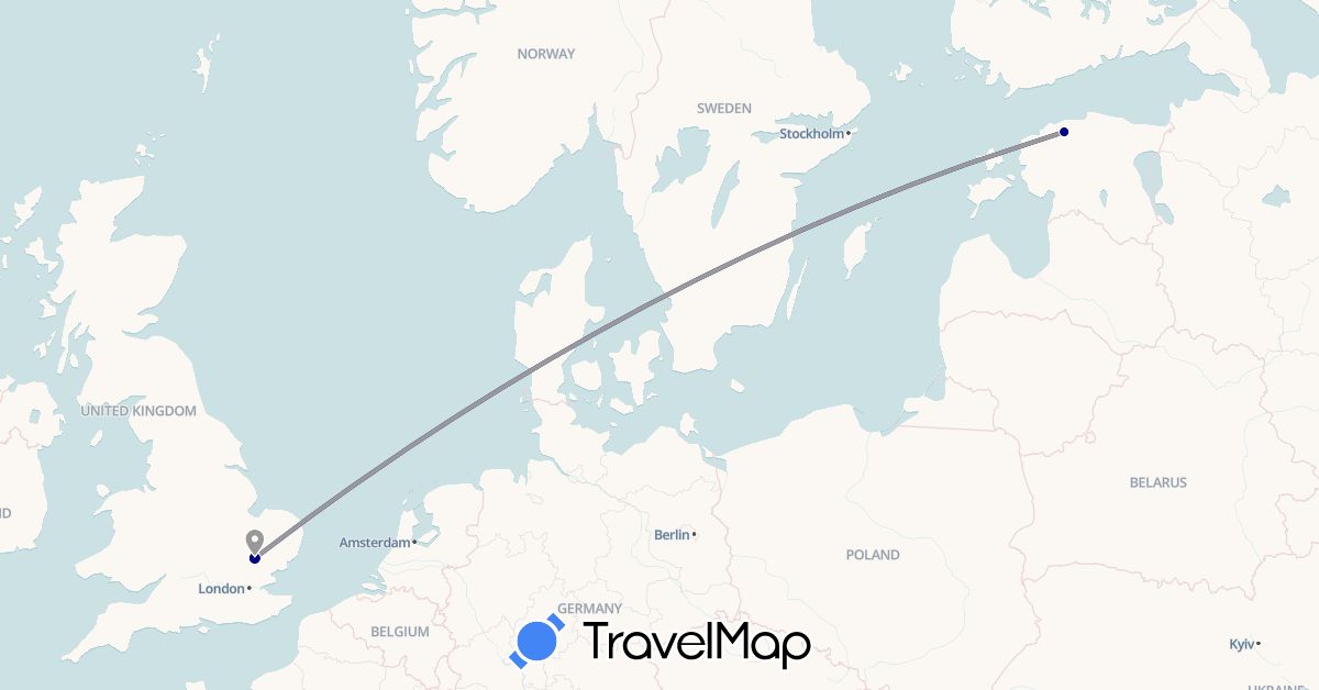 TravelMap itinerary: driving, plane in Estonia (Europe)